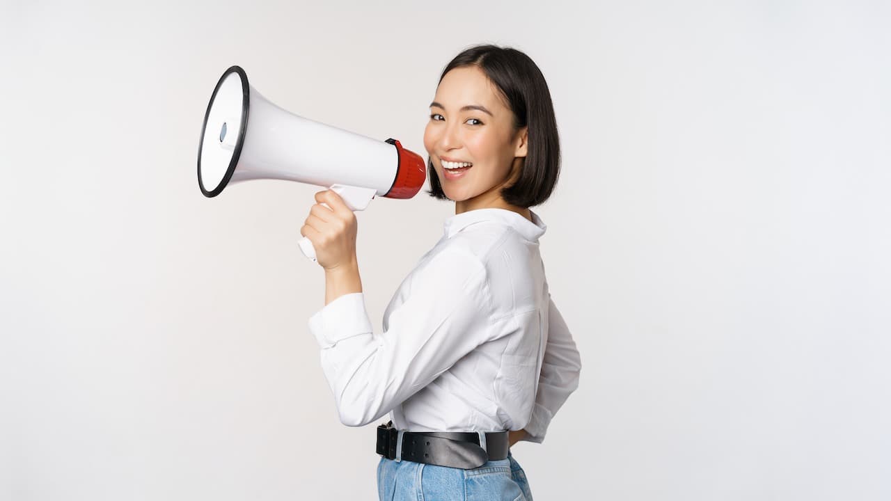 Woman holding megaphone