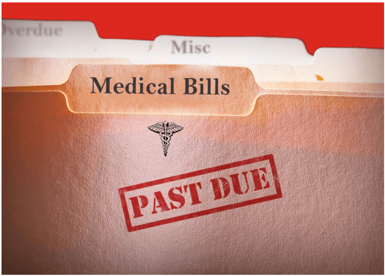 Illustration of file folders containing medical bills